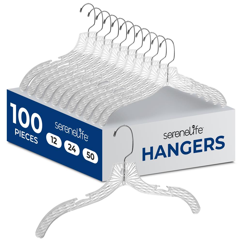100-Pack Non-Slip Space-Saving Clear Plastic Hangers with