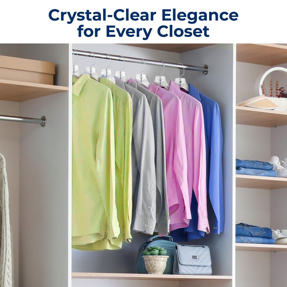 100-Pack Non-Slip Space-Saving Clear Plastic Hangers with