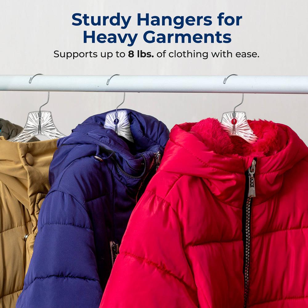 12-Pack Transparent Non-Slip Hangers, Space-Saving