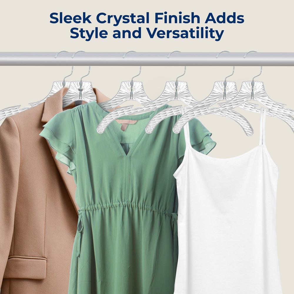12-Pack Transparent Non-Slip Hangers, Space-Saving