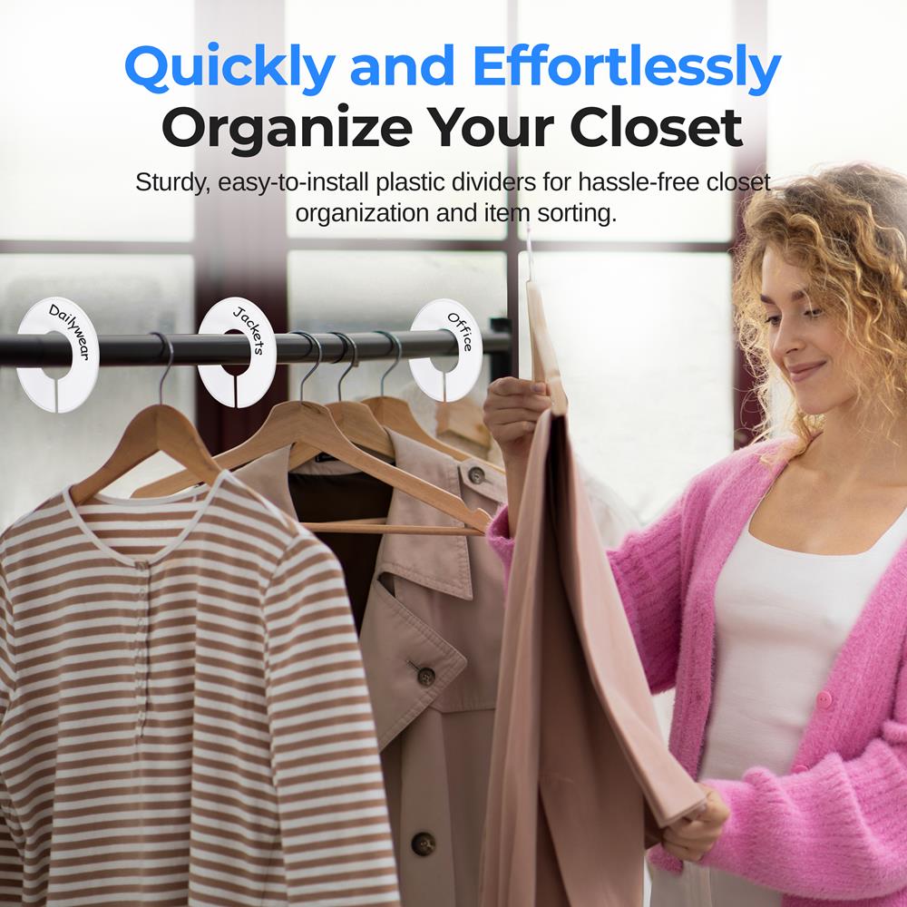 10-Piece White Plastic Hanger Dividers - Organize Closet