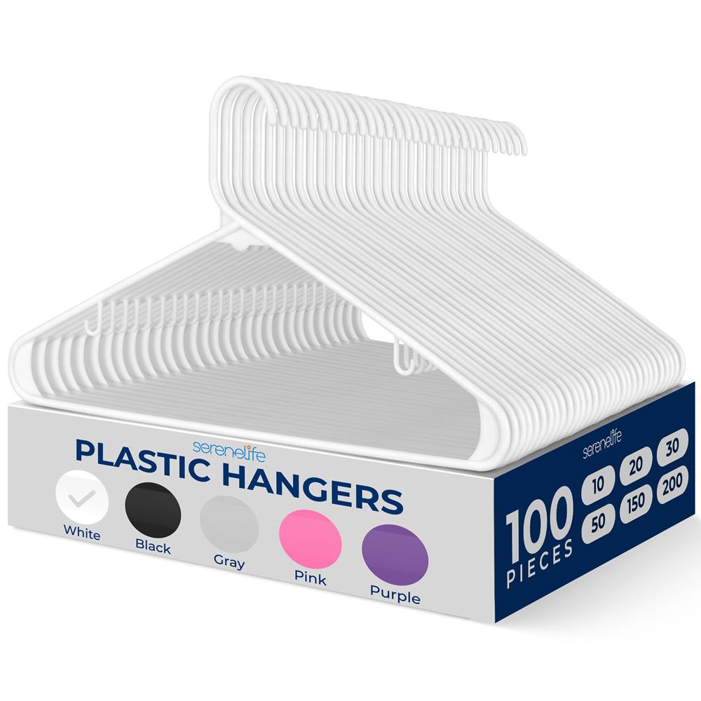 100-Pack Heavy Duty Plastic Hangers - Space-Saving