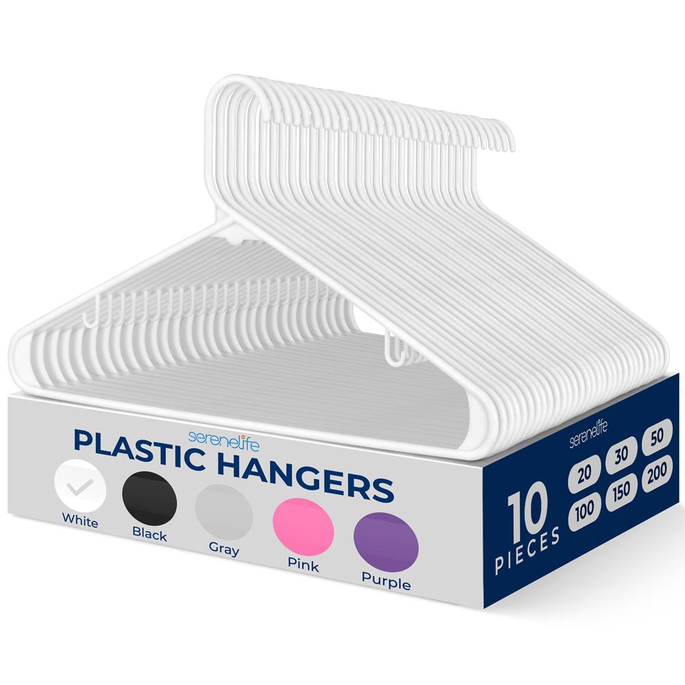 10 Pack Non-Slip Plastic Hangers, Space-Saving