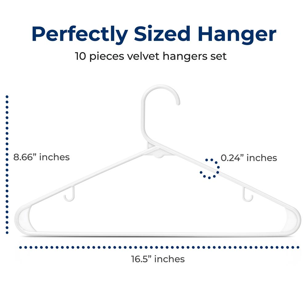 10 Pack Non-Slip Plastic Hangers, Space-Saving