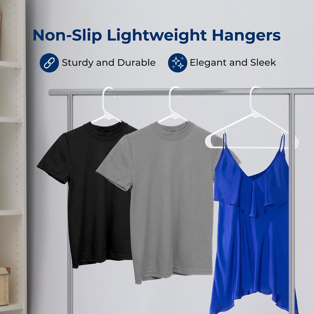10 Pack Non-Slip Plastic Hangers, Space-Saving