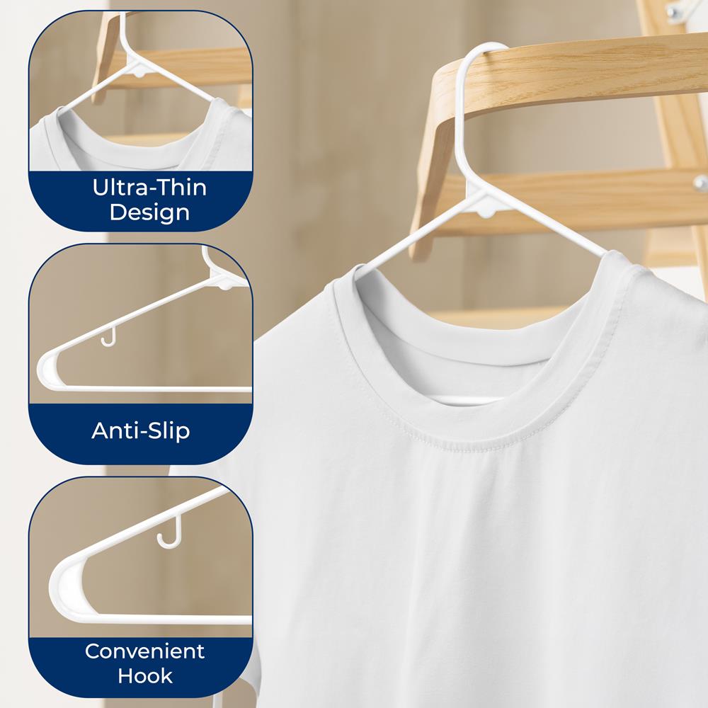 10 Pack Non-Slip Plastic Hangers, Space-Saving