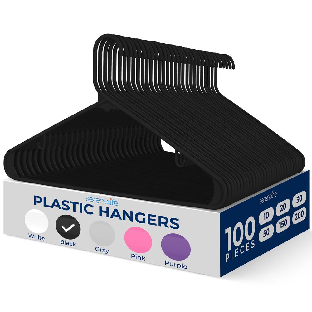 100-Piece Non-Slip Plastic Hangers, Space-Saving