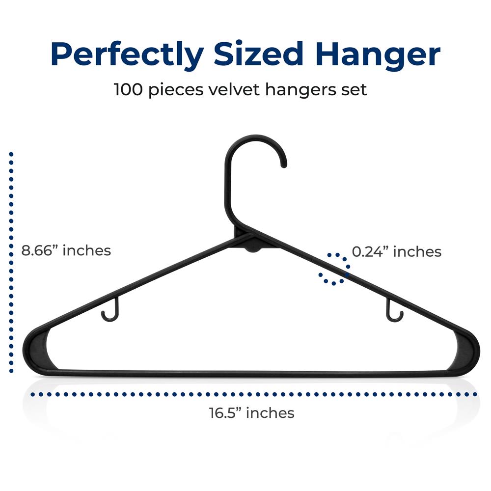 100-Piece Non-Slip Plastic Hangers, Space-Saving
