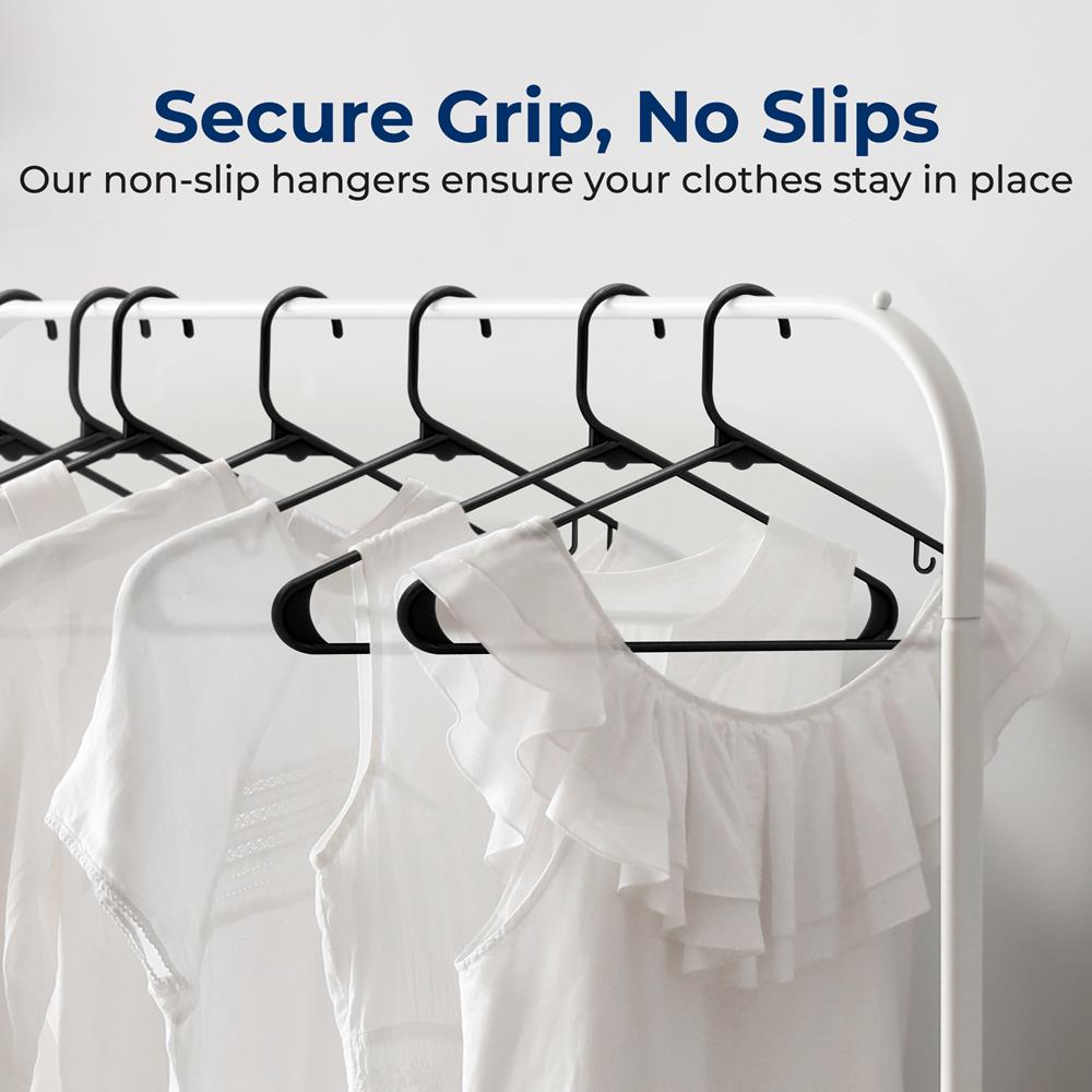 100-Piece Non-Slip Plastic Hangers, Space-Saving