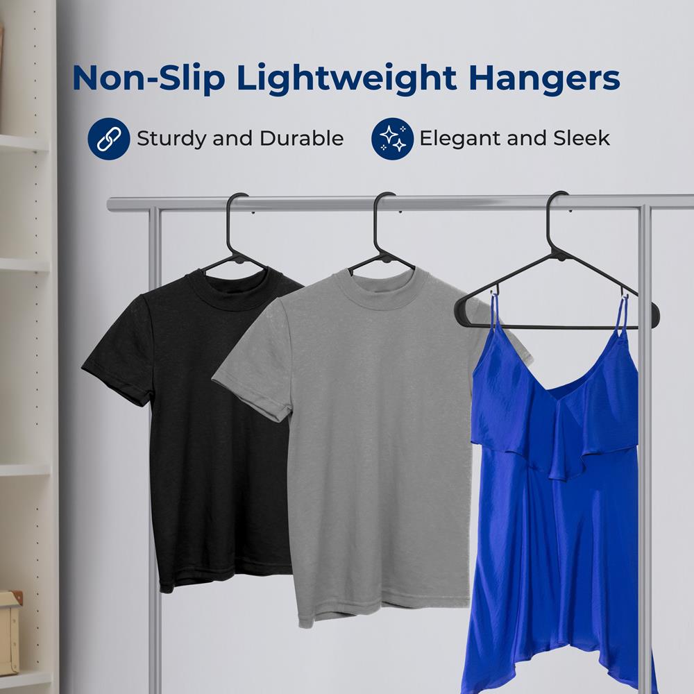 100-Piece Non-Slip Plastic Hangers, Space-Saving