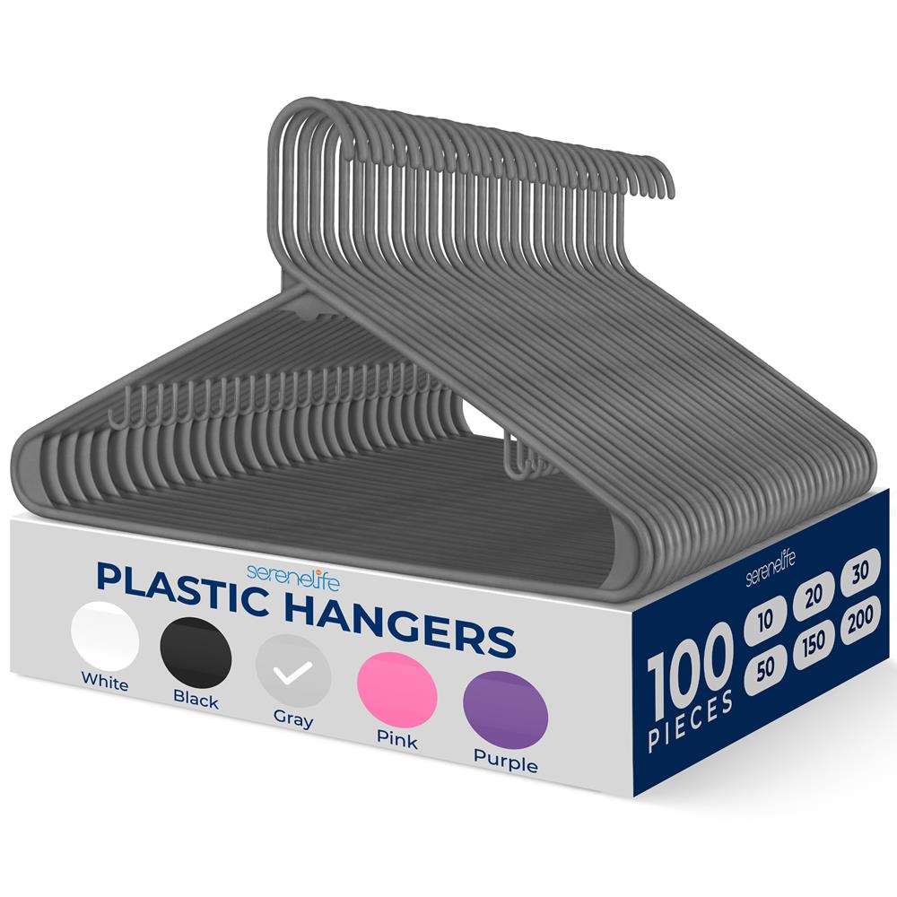100 Pack Non-Slip Space-Saving Plastic Hangers, Ultra-Thin
