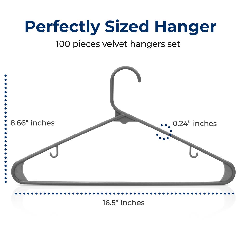 100 Pack Non-Slip Space-Saving Plastic Hangers, Ultra-Thin