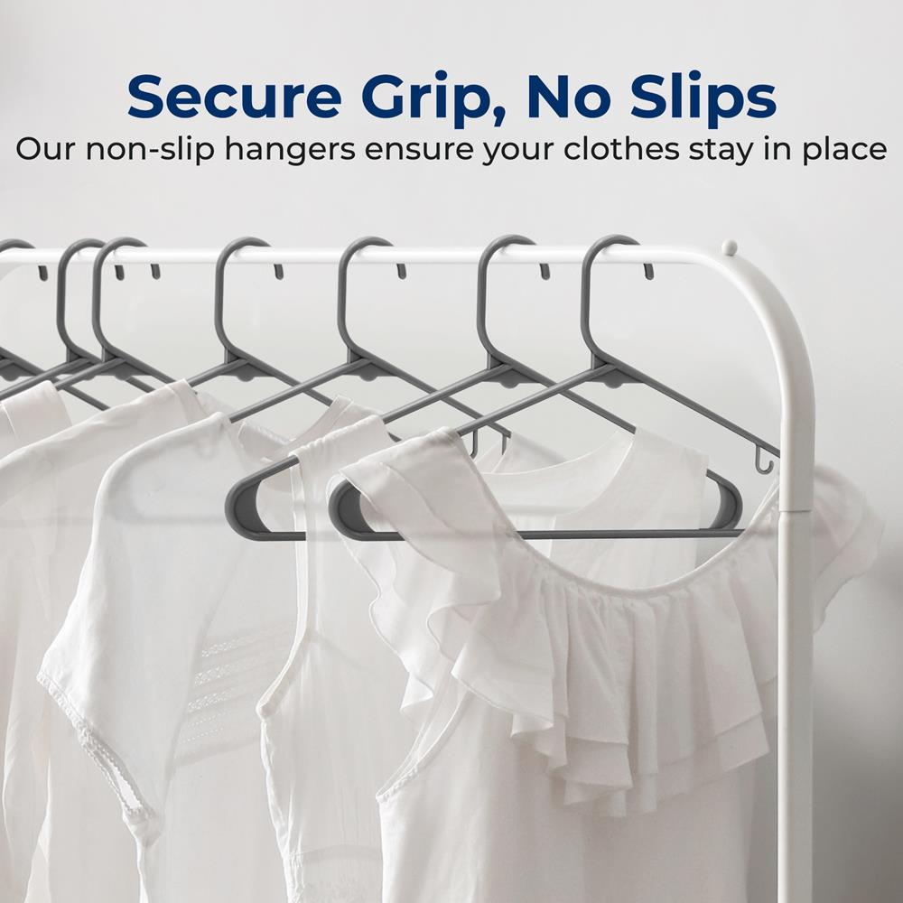 100 Pack Non-Slip Space-Saving Plastic Hangers, Ultra-Thin