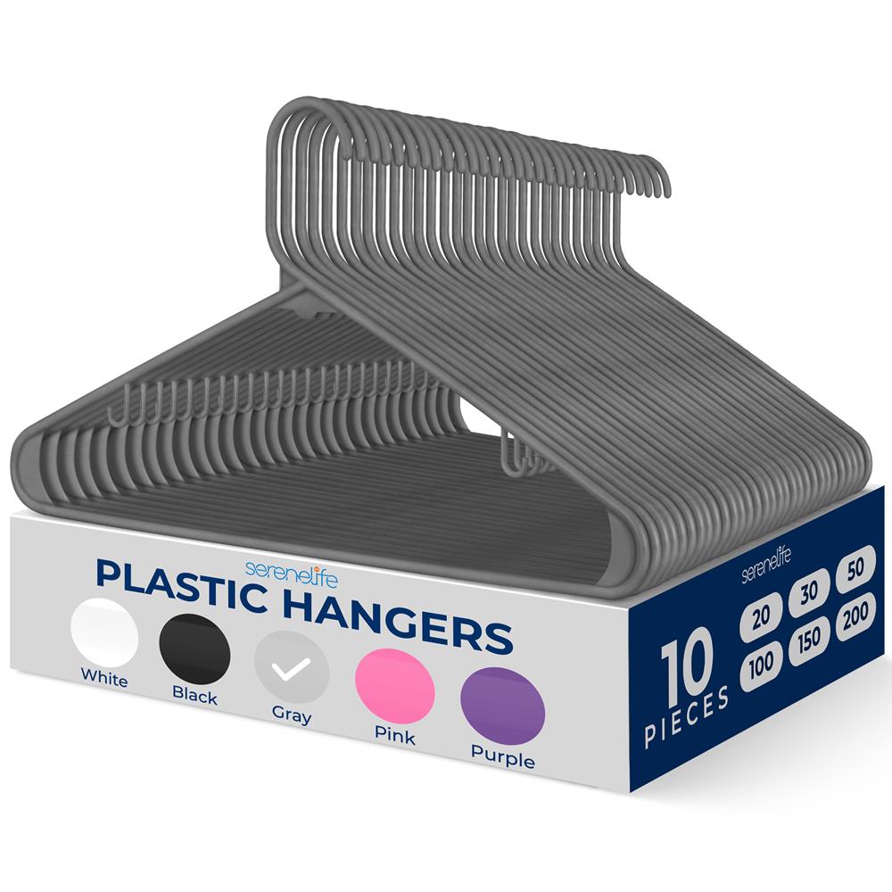 10 Pack Plastic Hangers, Space-Saving, Non-Slip