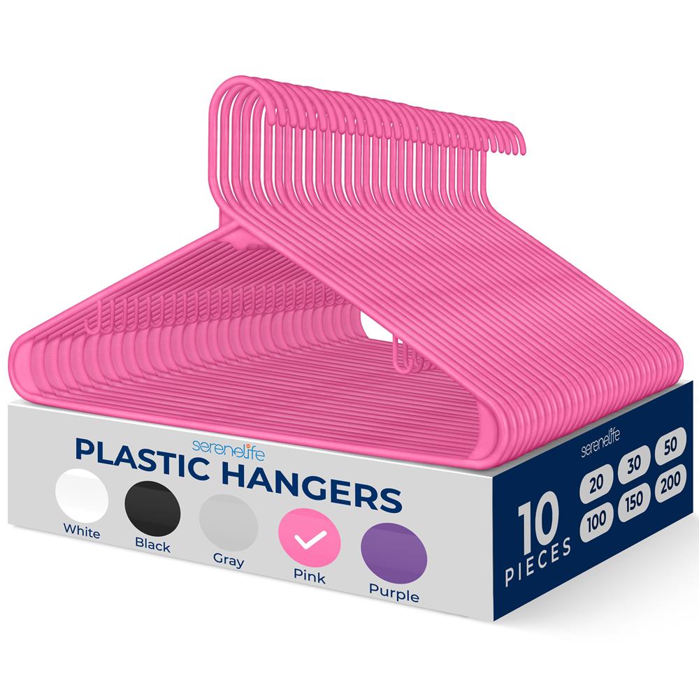 10 Pack Non-Slip Plastic Hangers, Space-Saving