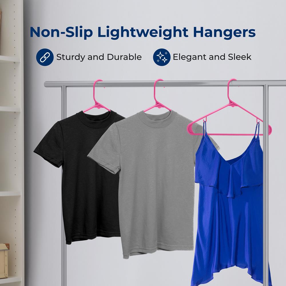 10 Pack Non-Slip Plastic Hangers, Space-Saving