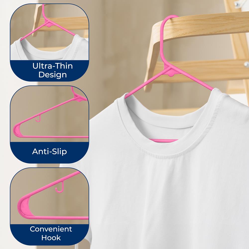 10 Pack Non-Slip Plastic Hangers, Space-Saving