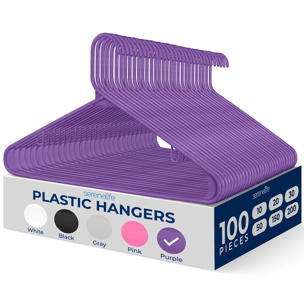 100 Pack Non-Slip Space-Saving Plastic Hangers, Sturdy