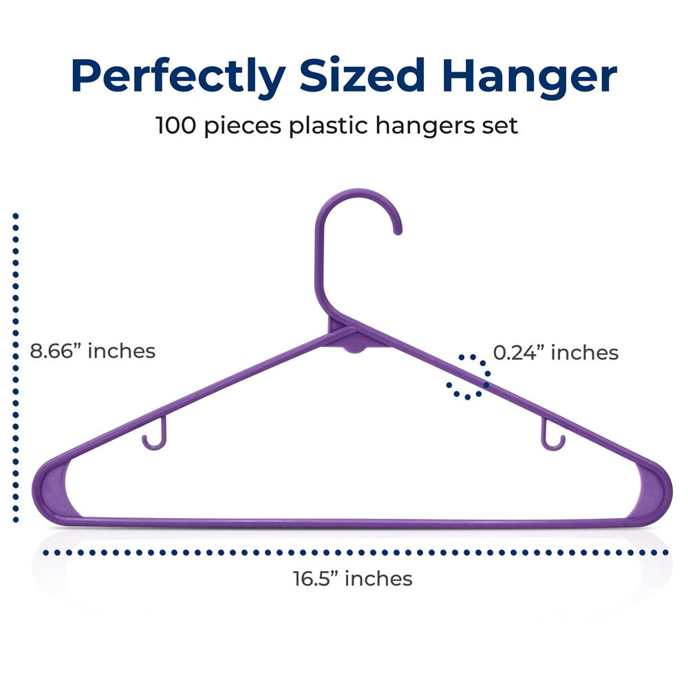 100 Pack Non-Slip Space-Saving Plastic Hangers, Sturdy
