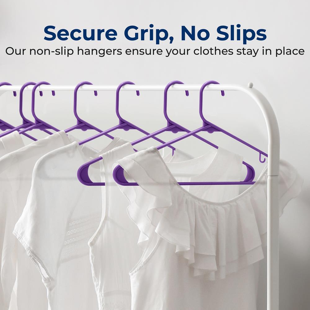 100 Pack Non-Slip Space-Saving Plastic Hangers, Sturdy