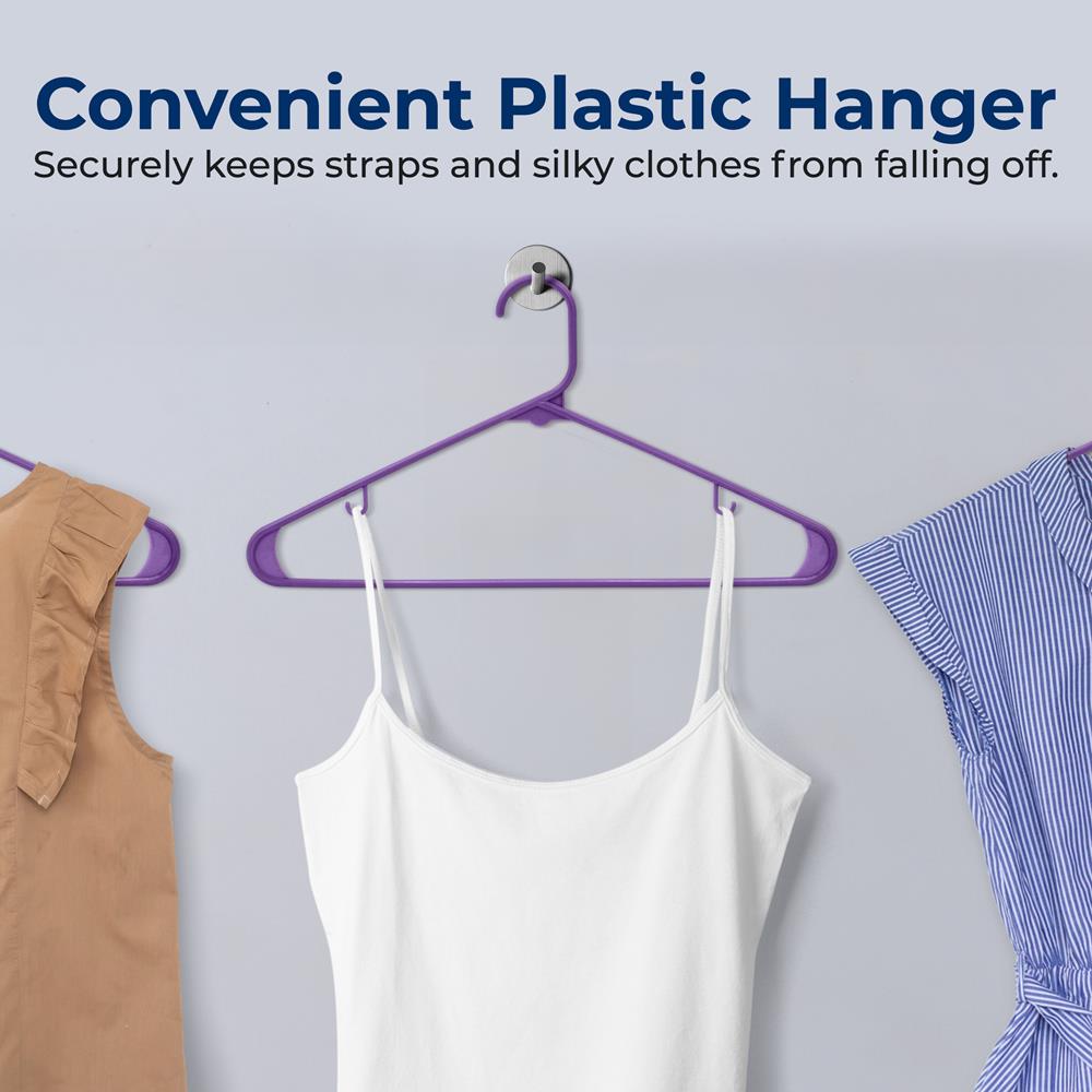 100 Pack Non-Slip Space-Saving Plastic Hangers, Sturdy