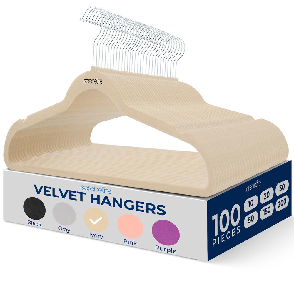 100-Pack Velvet Non-Slip Hangers, Space-Saving, 360 Swivel