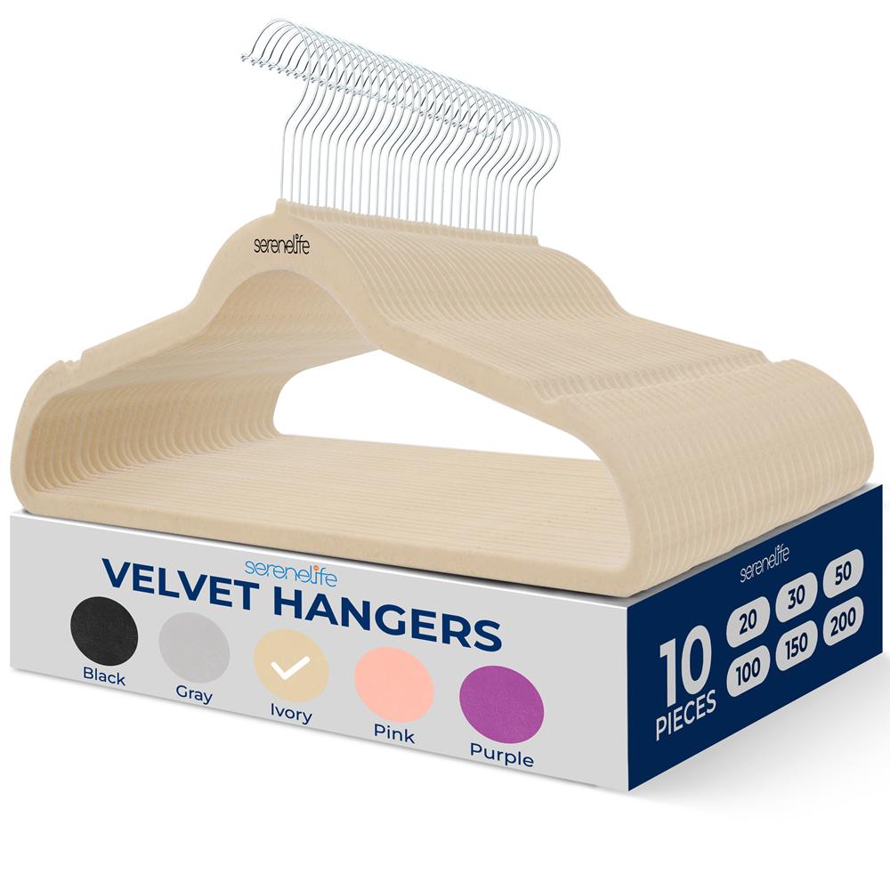 10 Pack Velvet Hangers - Non-Slip, Space-Saving, 360 Swivel