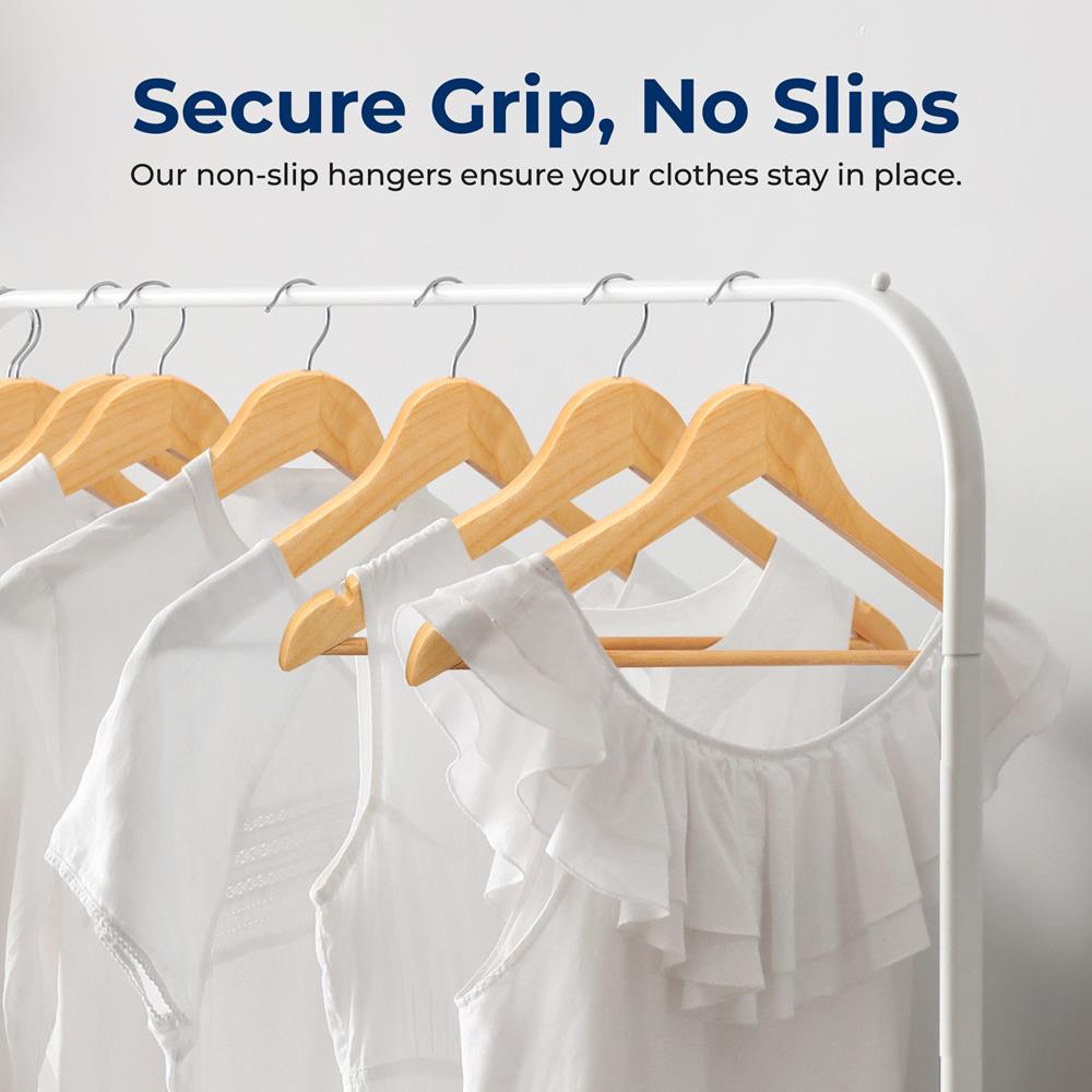 10-Pack Wooden Coat Hangers - Durable, Space-Saving