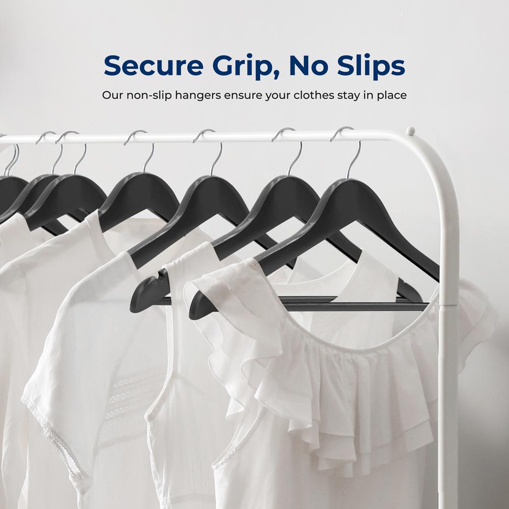 10-Pack Wooden Coat Hangers - Durable, Space-Saving