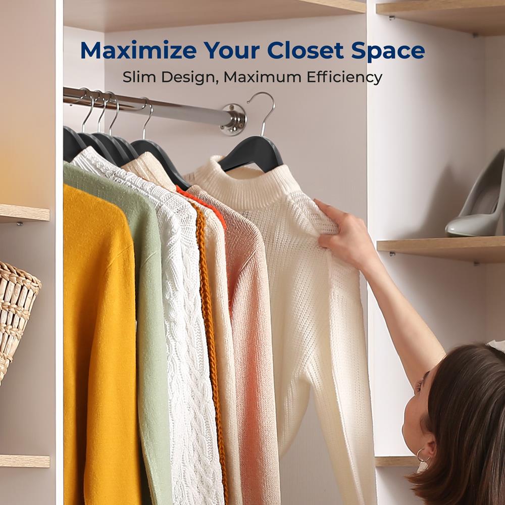 10-Pack Wooden Coat Hangers - Durable, Space-Saving