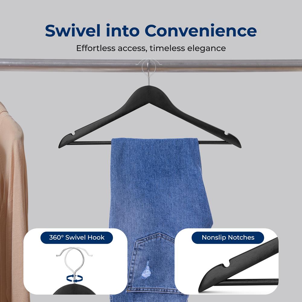 10-Pack Wooden Coat Hangers - Durable, Space-Saving