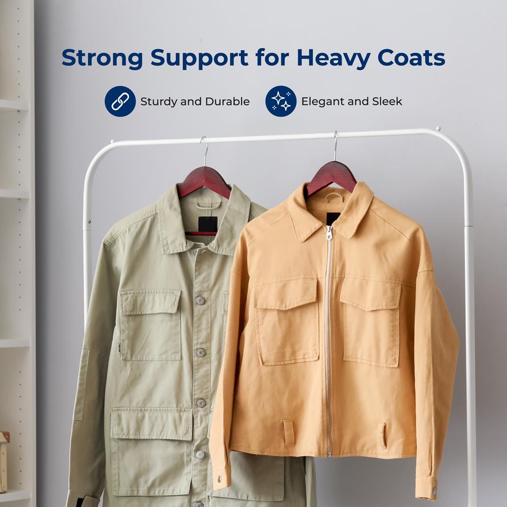 10-Pack Wooden Coat Hangers - Durable, Space-Saving