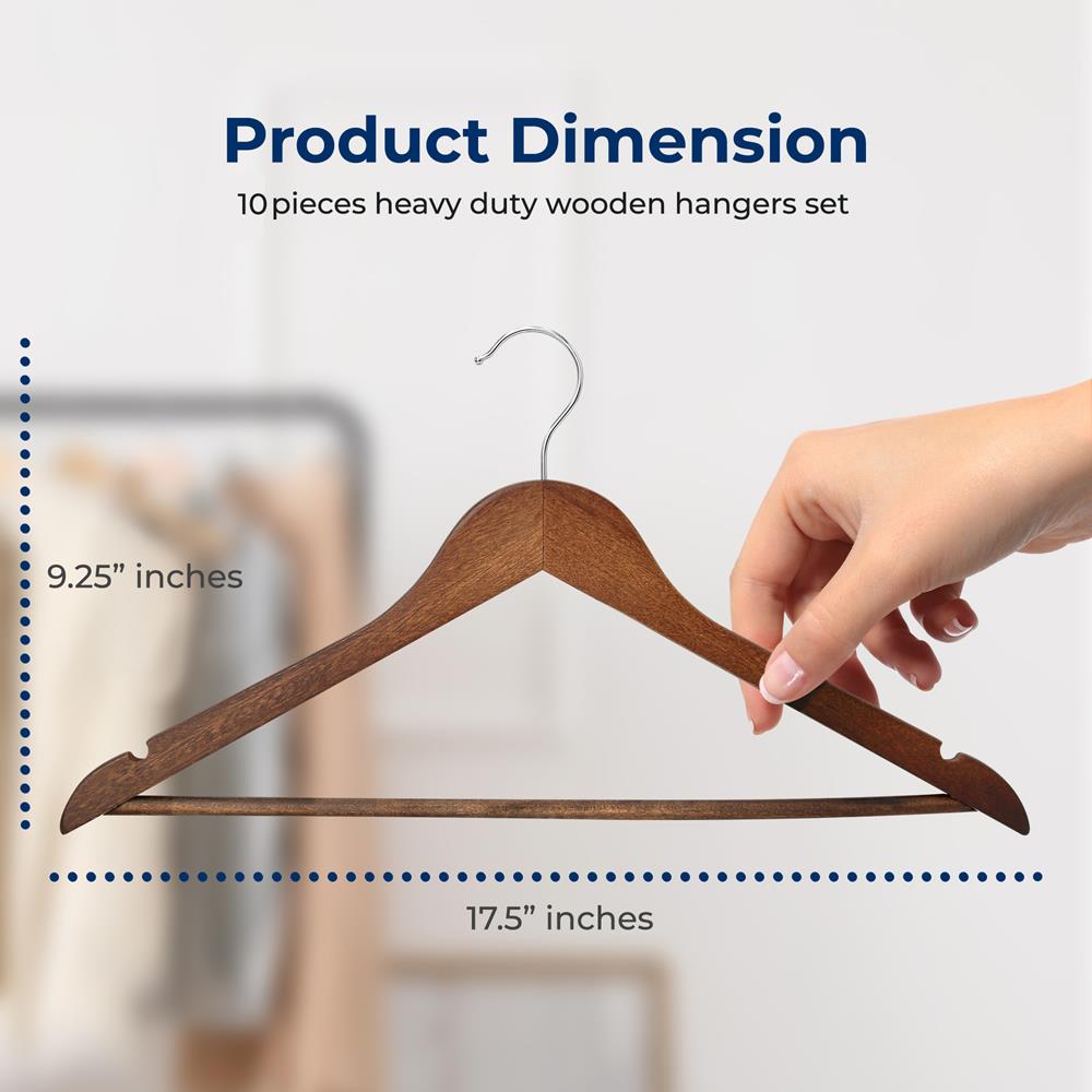 10-Pack Vintage Wooden Hangers - Space-Saving