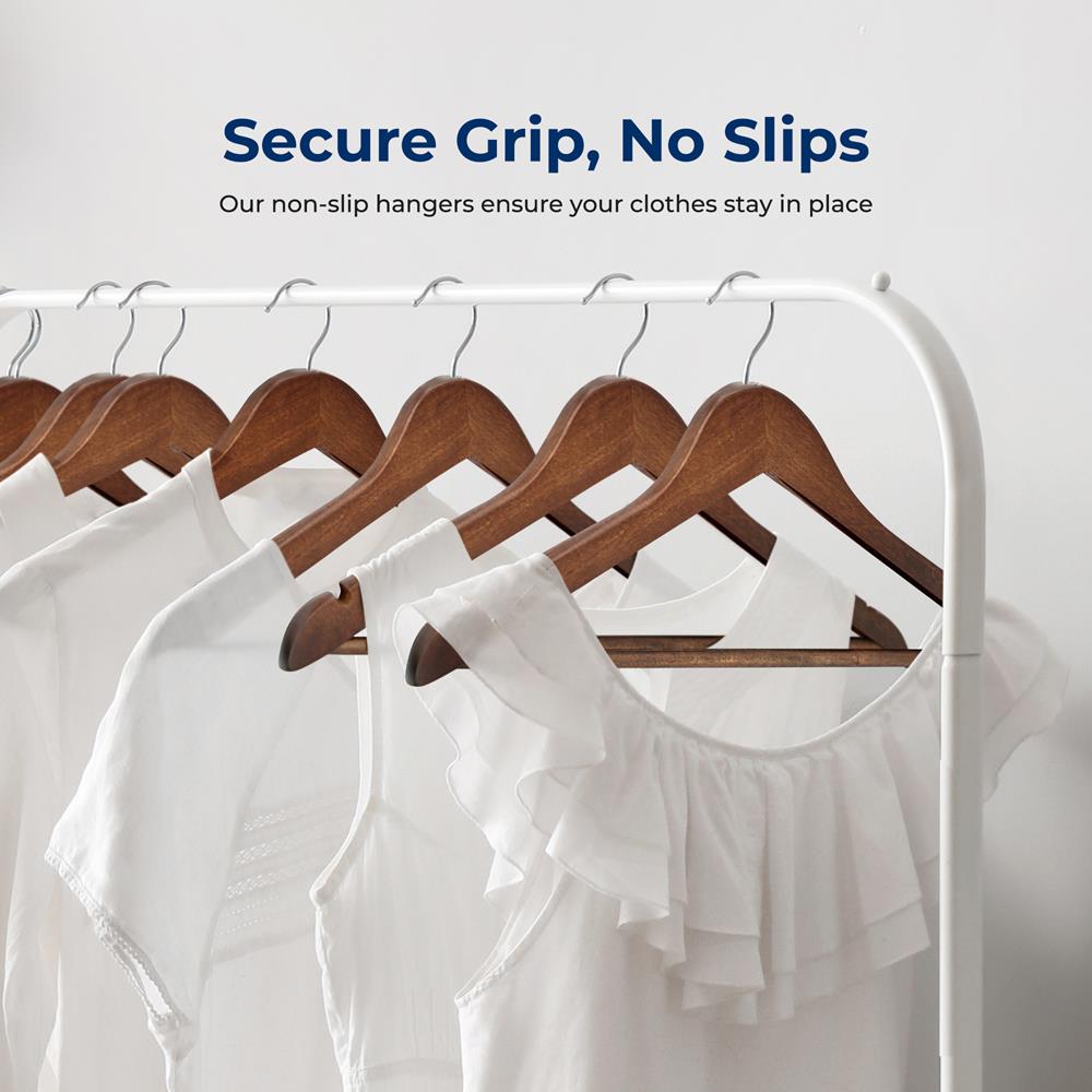 10-Pack Vintage Wooden Hangers - Space-Saving