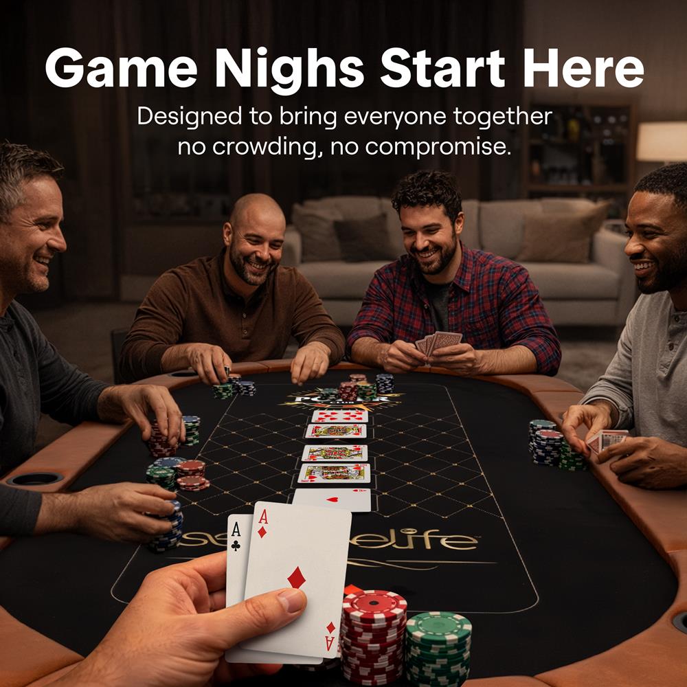 10-Player Foldable Poker Table, Water-Resistant Rail