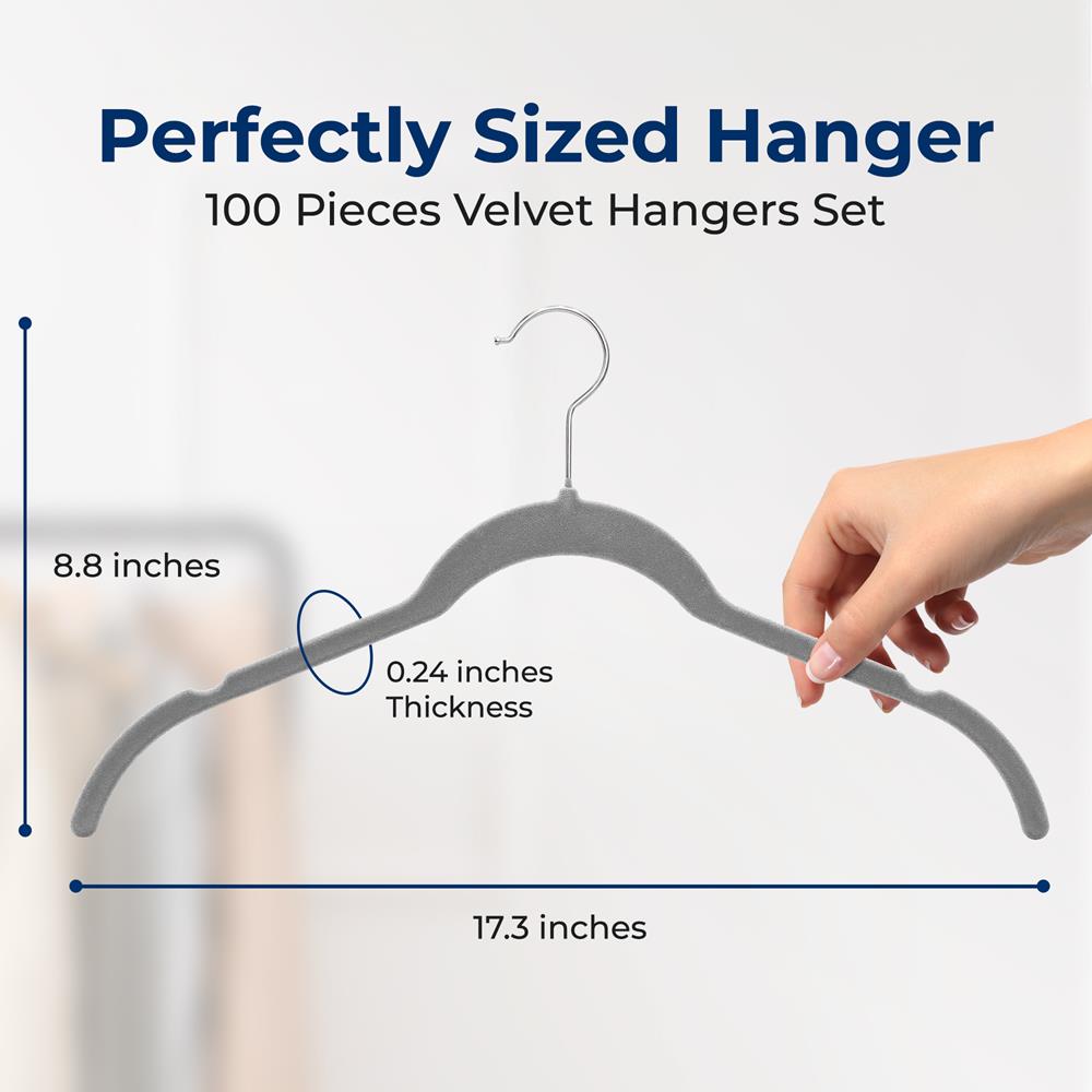 100-Pack Velvet Hangers, Non-Slip, Space-Saving, Swivel