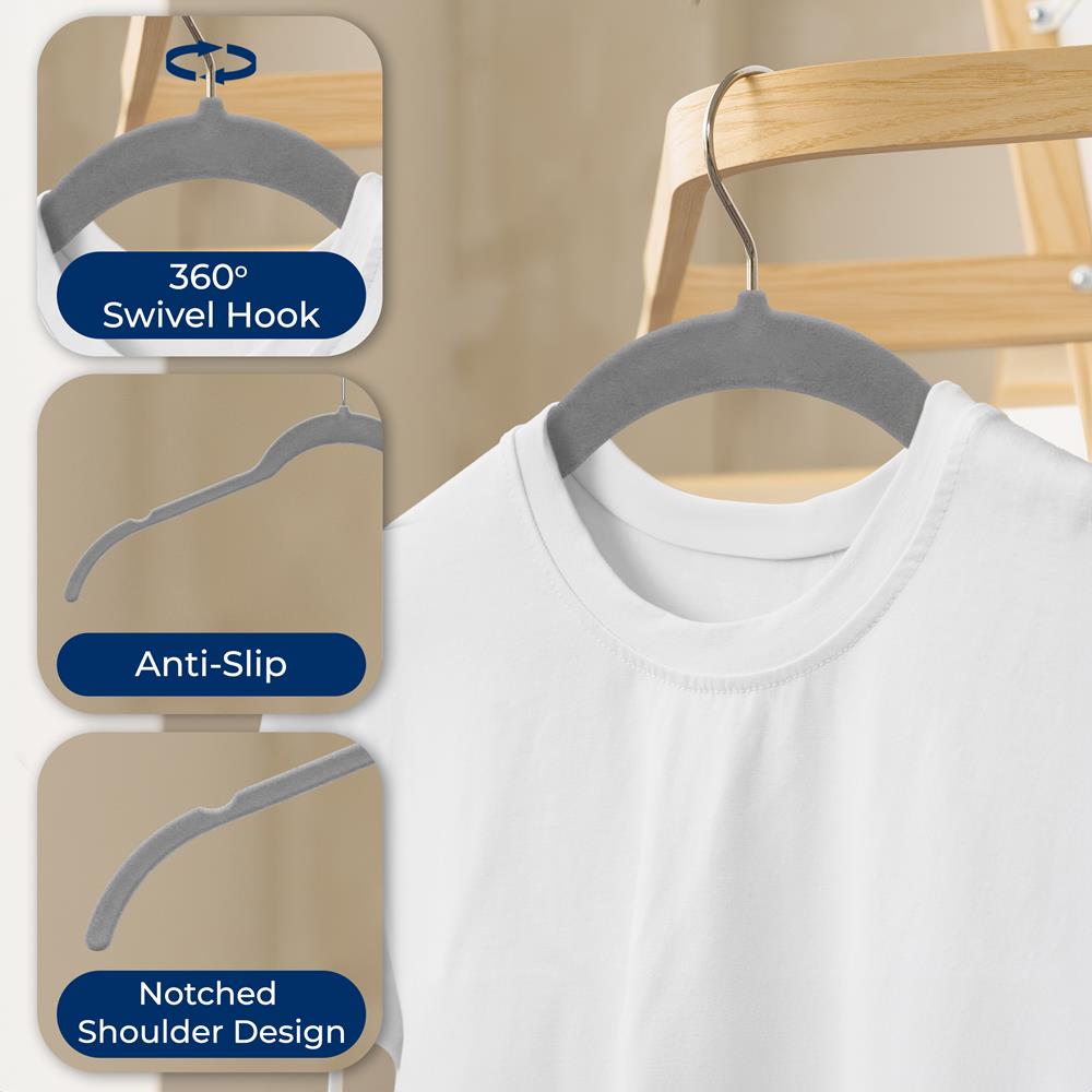 100-Pack Velvet Hangers, Non-Slip, Space-Saving, Swivel