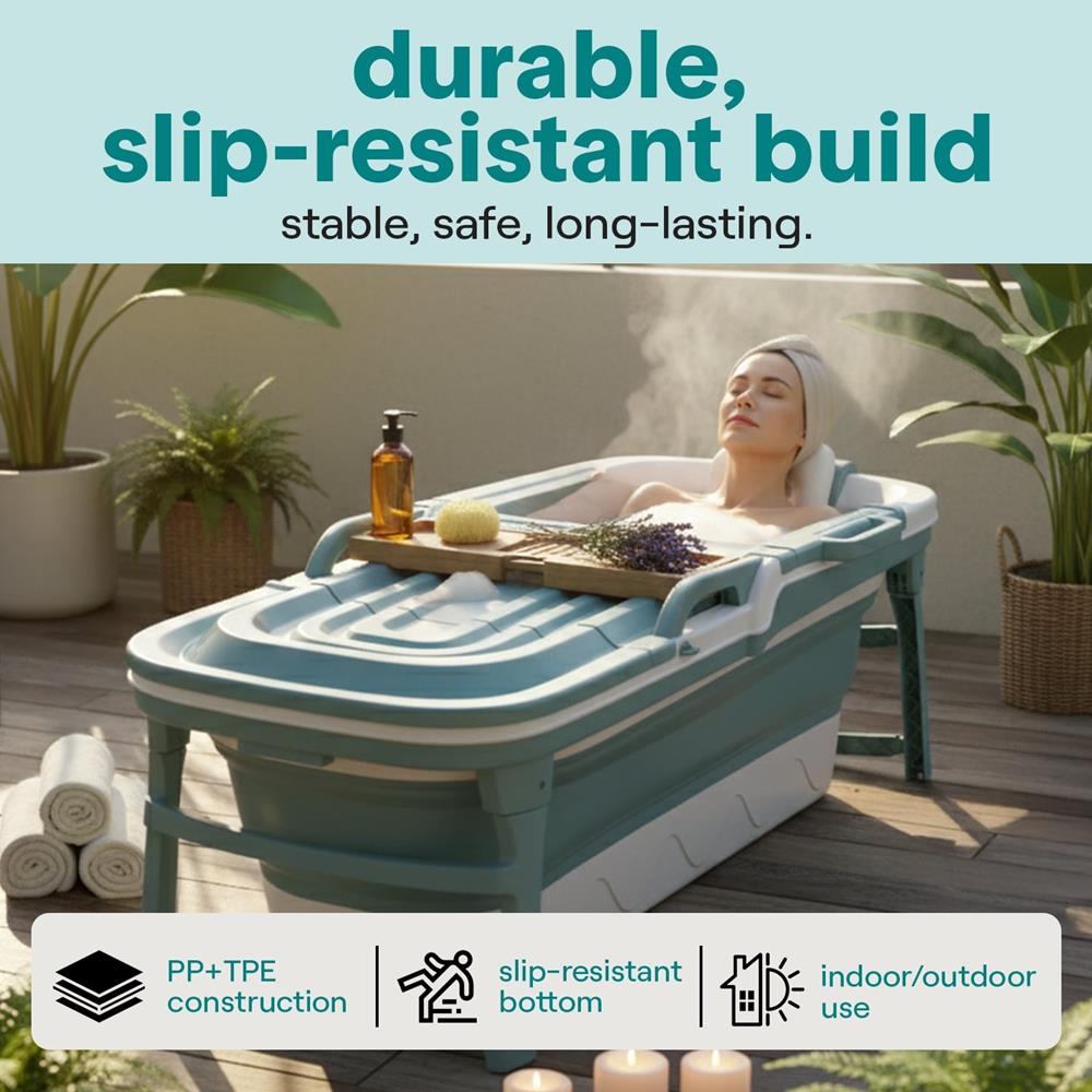 1.5M Foldable Bathtub Set - Includes Lid, Tray, Bag