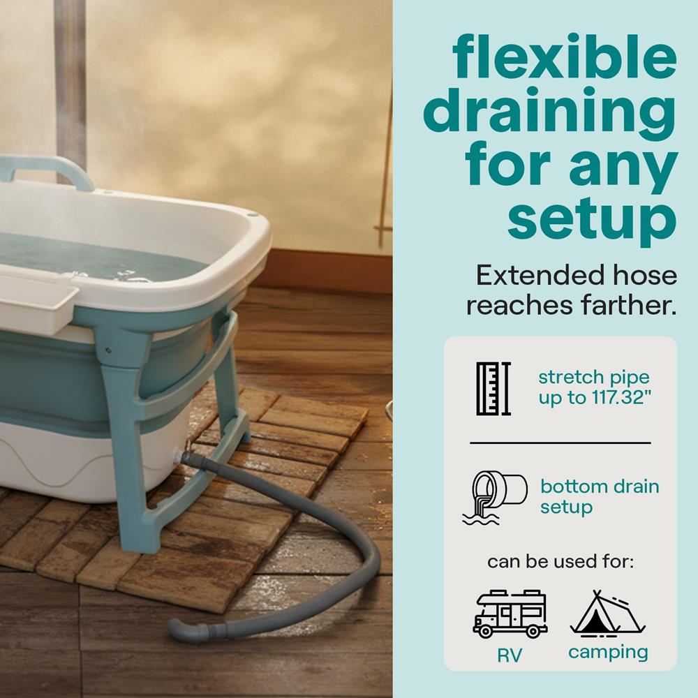1.5M Foldable Bathtub Set - Includes Lid, Tray, Bag