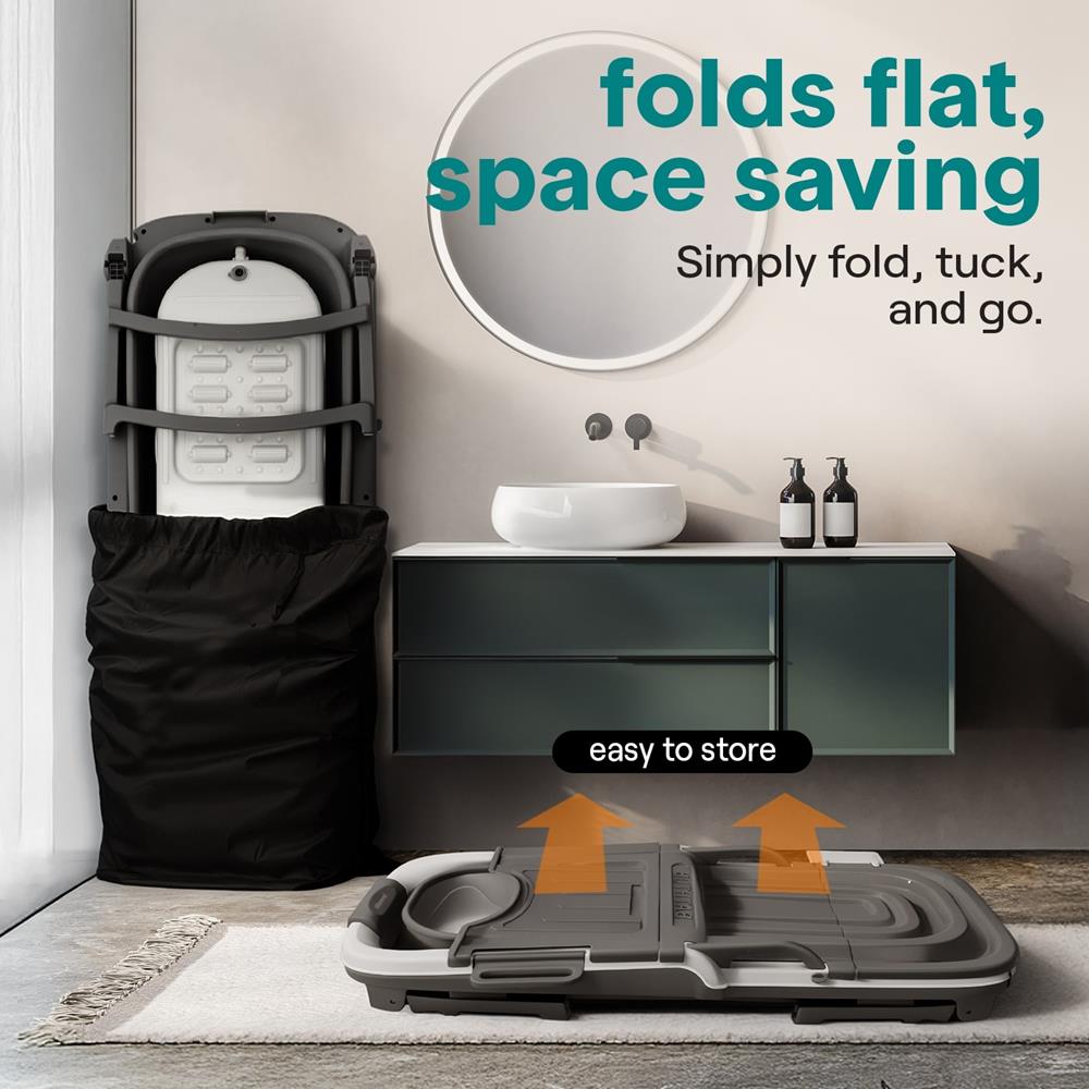 1.5M Foldable Bathtub Set - Includes Lid, Tray, Bag
