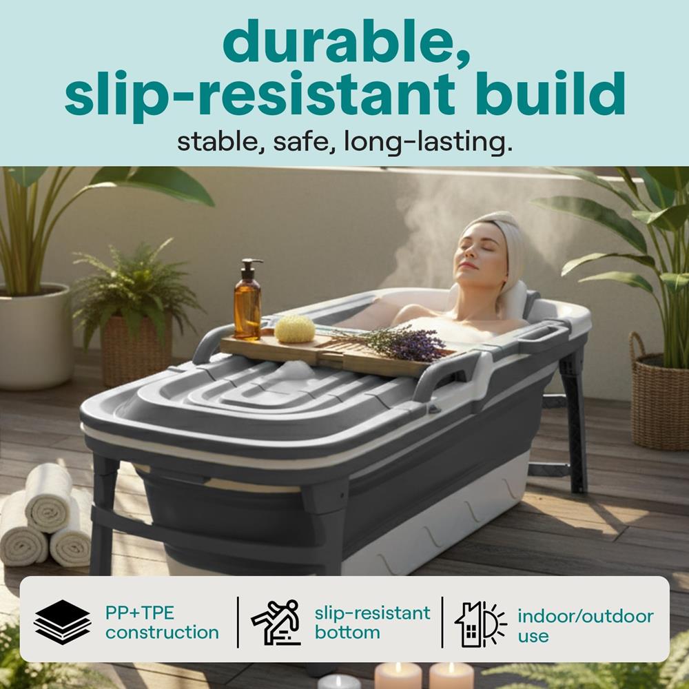 1.5M Foldable Bathtub Set - Includes Lid, Tray, Bag