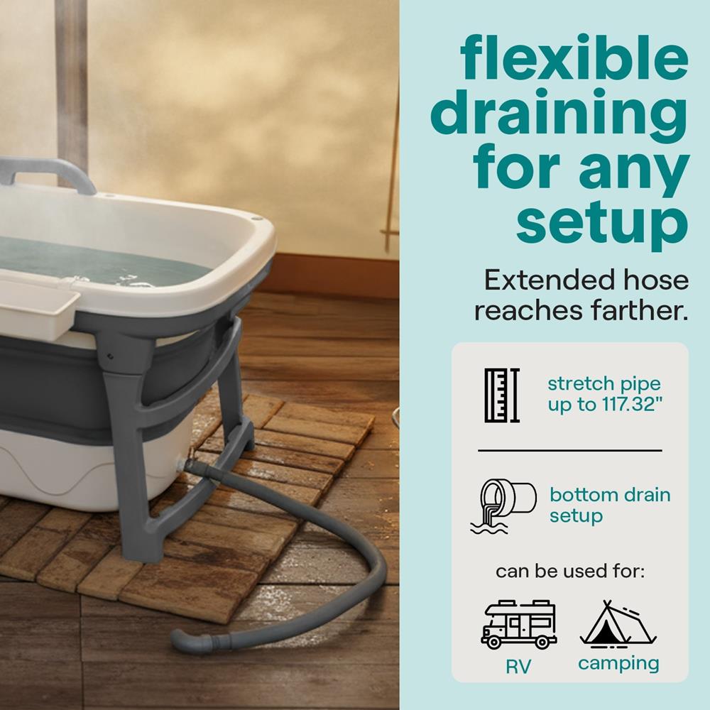 1.5M Foldable Bathtub Set - Includes Lid, Tray, Bag