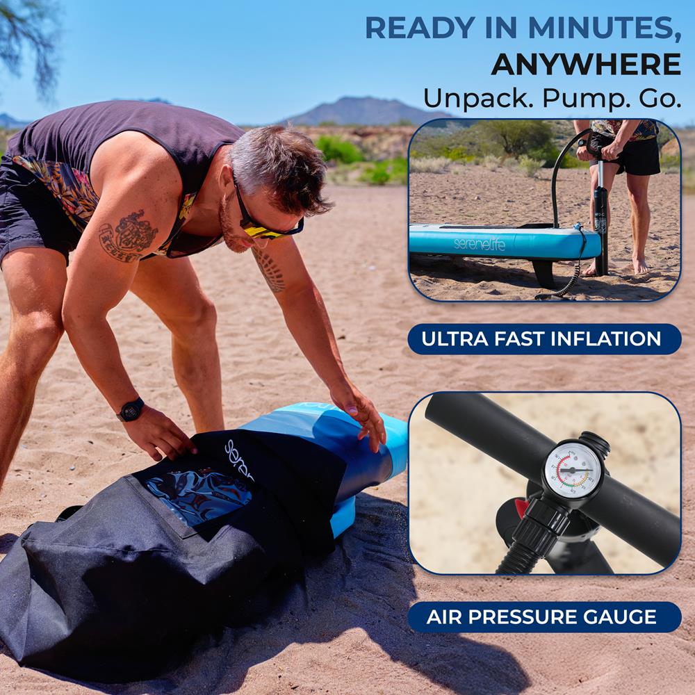 11' Inflatable SUP, Pet-Friendly, Non-Slip EVA Deck
