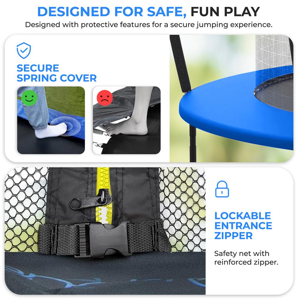 12FT Outdoor Trampoline for Kids - Safe Design