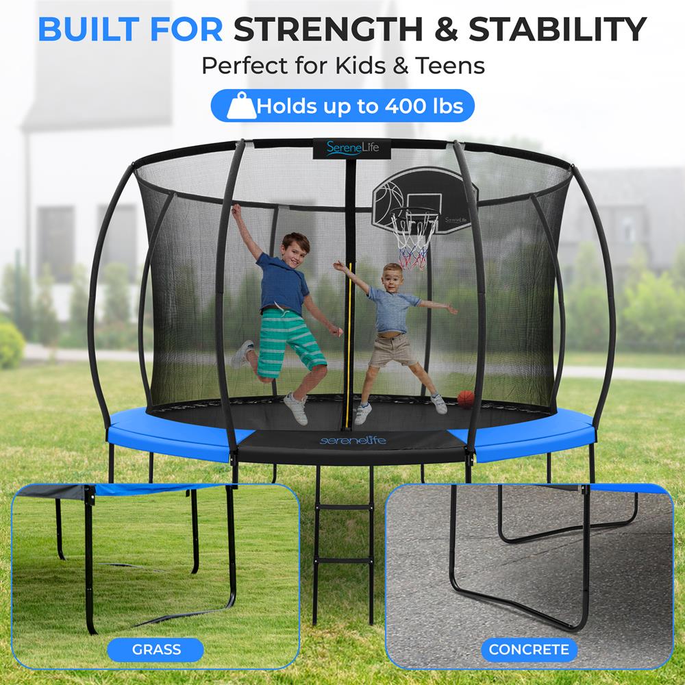 12FT Outdoor Trampoline for Kids - Safe Design
