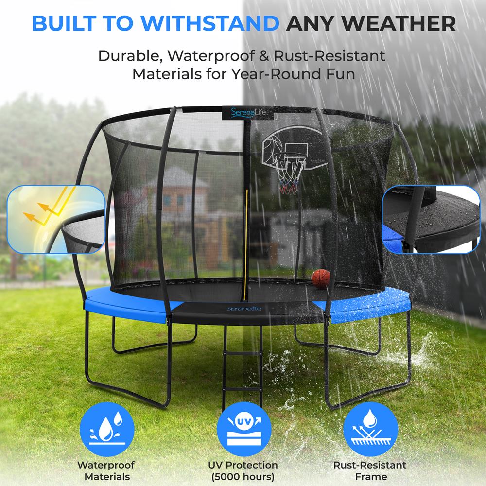 12FT Outdoor Trampoline for Kids - Safe Design