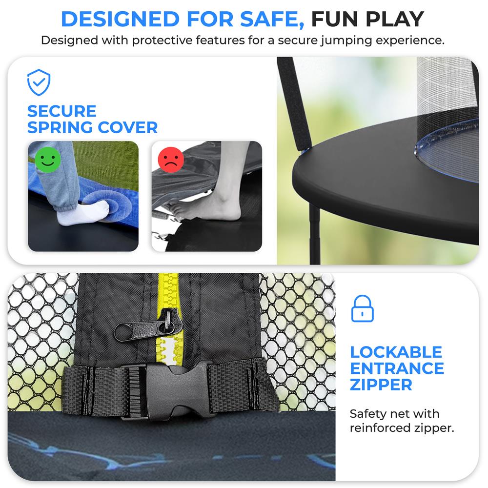 12FT Outdoor Trampoline for Kids - Safe Design