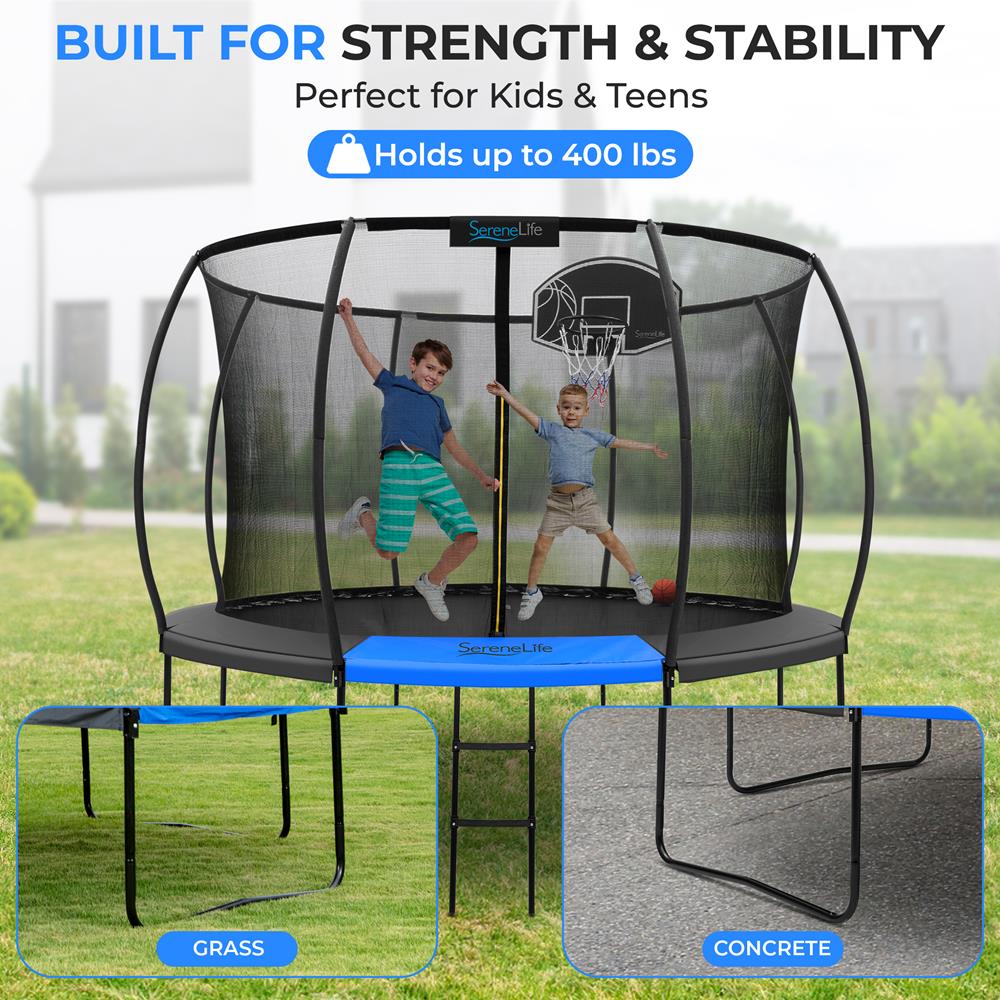 12FT Outdoor Trampoline for Kids - Safe Design