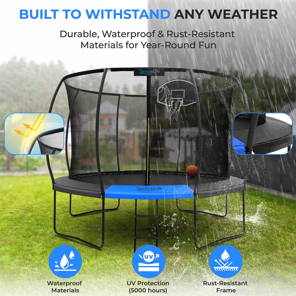 12FT Outdoor Trampoline for Kids - Safe Design