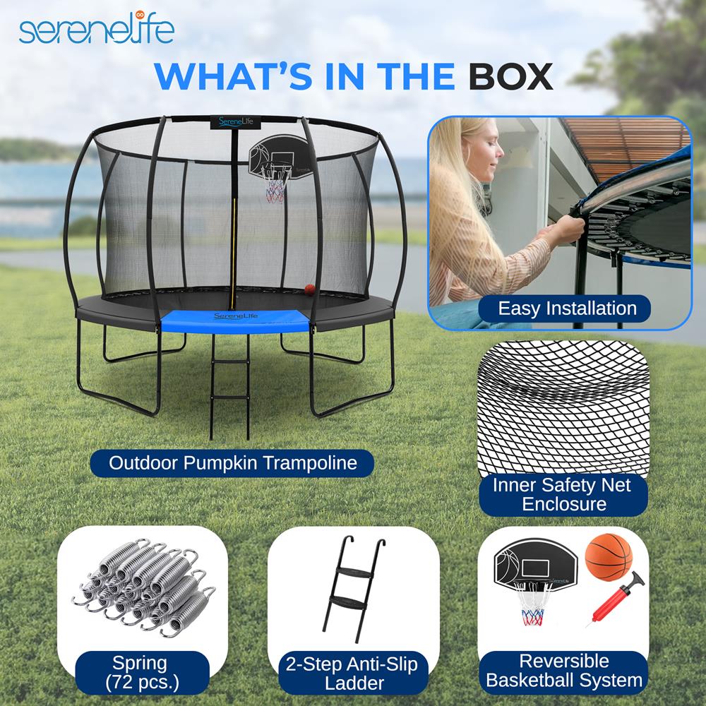 12FT Outdoor Trampoline for Kids - Safe Design